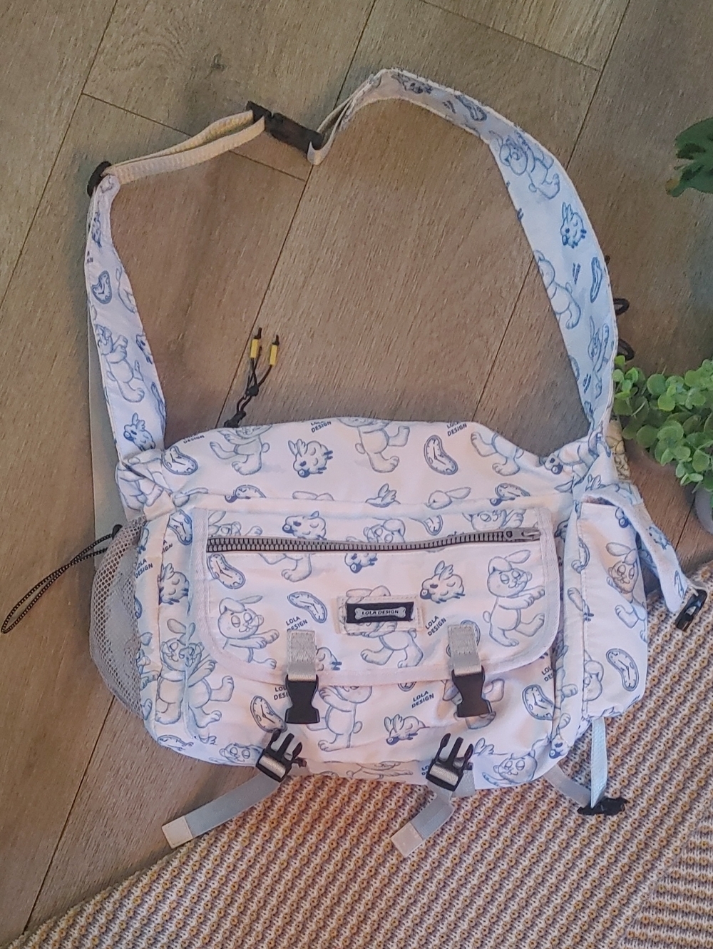 Light Blue Cartoon Print Crossbody Shoulder Bag